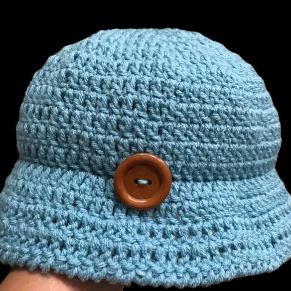 Brand New Handmade Crochet Bucket Hat with a nice button on the side, Adult Size - Picture 5 of 5